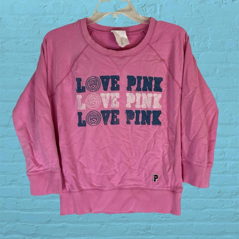Vintage Victoria’s Secret PINK 2007 Crewneck Sweatshirt Pink Blue White L